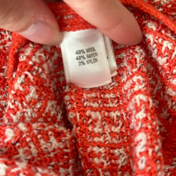 St. John Collection Red and White Tweed Knit Heather Dash Pencil Skirt Size 6 - Picture 3 of 4